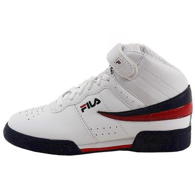 Fila Kids F-13 Mid Basketball Shoes - White/Navy/Red